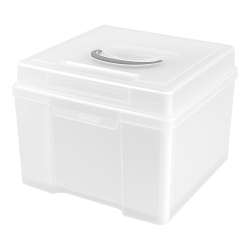 Conjunto de caixa de armazenamento de fotos, estojo de foto de grande capacidade com 6 recipientes internos, organizador de cartões transparente, caixa de armazenamento multiuso com tampa para cartões