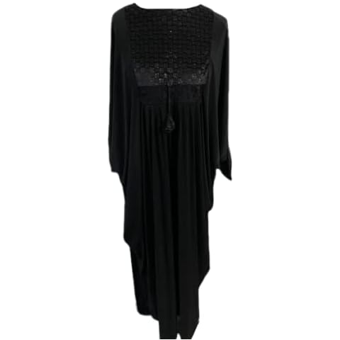 B16 Ladies Butterfly Abaya/Jilbab/Maxi Velvet Checked in Black 52-58 (Size 52) Cover