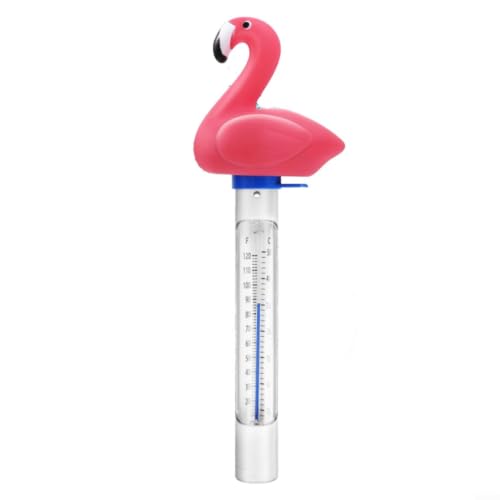 Fauhapyway Thermomètre de piscine flottant en corde, grand flamant rose