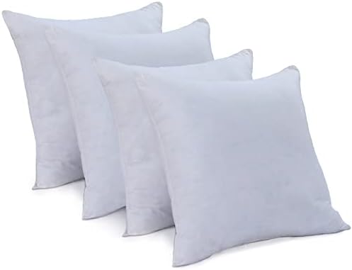HollowFibre Cushion Inner Pads - Square Sofa and Bed Cushion Pillow - Hypoallergenic Pad Stuffer Insert Square Polyester - White (4, 14" x 14")