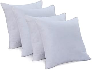 HollowFibre Cushion Inner Pads - Square Sofa and Bed Cushion Pillow - Hypoallergenic Pad Stuffer Insert Square Polyester - White (4, 14" x 14")