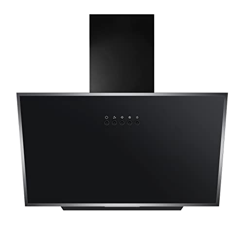 YUNA Dunstabzugshaube DUSICA 60 cm Schwarz Glasfront 3 Leistungsstufen 47W Motorleistung Energieeffizienz A Abluft Umluft Kopffrei LED Beleuchtung Ohne Kohlefilter Wandhaube