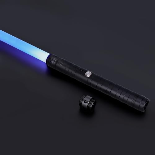 S OUJCEN Lightsaber Fx Dueling Force 15 RGB Colors Type-C Metal Hilt Rechargeable 4 Modes Force Fx Dueling Light Saber Lightsaber Gifts for Boyfriend Girlfriend and Adults (Black 1pc)