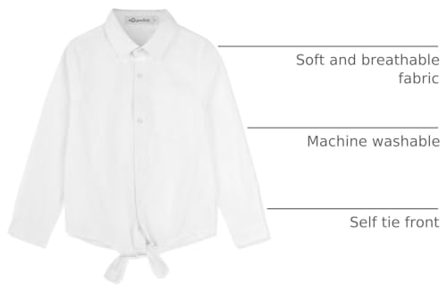 Image of Noomelfish Girls Long Sleeve Button Down Shirt Tie Front Western Tops Cowgirl Outfit (5-14 Years)