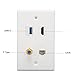 4-Port-HDMI-Koax-Ethernet-Wandplatte, HDMI, USB 3.0, TV-F-Typ, RJ45-Koax-Ethernet-Medien-Wandsteckdose, RJ45-Cat6-Koppler, Kompatibel mit Cat5-Cat5e-Cat6-Kabel