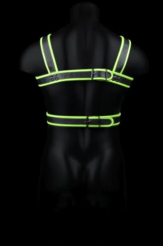 Arnés OUCH! con tiras ajustables verde fluorescente y efecto glow in the dark 6