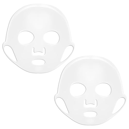 Bojueshaw 2pcs Silicone Face Mask Cover,Reusable Hanging Ear Moisturizing Silicone Face Patches,Waterproof Face Moisturizing Beauty Face Spa Tool