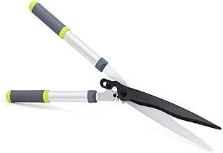 Hortem Hedge Shears Gardening, 25.7" Hedge Clippers Lightweight with 10inch Wavy SK-5 Blade, Manual Bush Cutter for Trimming Borders and Shrubs