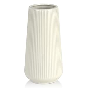 GUKJOB Ceramic Vase, Flower Vase, Ceramic Vases for Flowers, Decorative Vases for Pampas Grass Decoration, for Home, Living Room, Dining Table, Farmhouse, Office Decor (Beige)