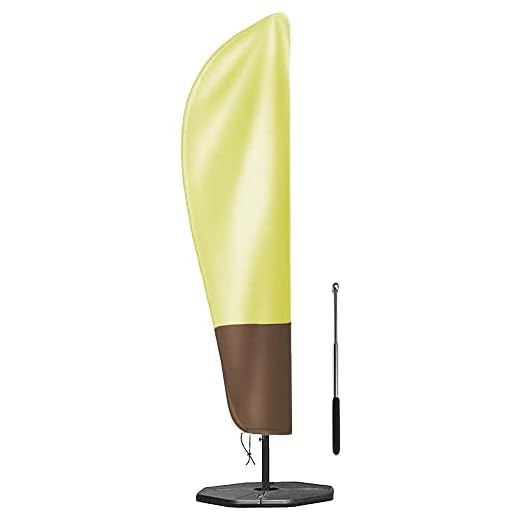 Offset Umbrella Cover, Patio Cantilever Umbrella Cover for 9ft to 13ft Parasol Outdoor Market Umbrellas Cover with Zipper and Water Resistant Fabric Beige