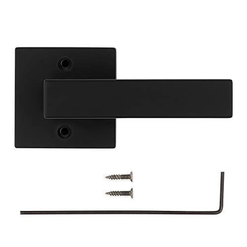 Image of Kwikset Singapore Dummy Door Handle, Single Sided Lever for Closets, French Double Doors, and Pantry, Matte Black Non-Turning Reversible Interior Push /Pull Lever, with Microban Protection (Pack of 4)