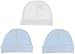 NOSBEBES ® Fabriqué en EUROPE, Bonnet pour bébé, 100% COTON, bonnet bébé garçon, idée cadeau naissance de 0 à 6 mois (LOT 3 BONNETS BLEU BLANC BLEU)