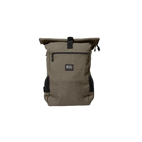 8000Kicks Everyday Hanf-Rucksack | Rolltop-Rucksack mit erweiterbarem oberen Teil | Leicht und wasserabweisend | Mit Anti-Diebstahl-Tasche und geräumigem Innenraum (Dunkelgrün)