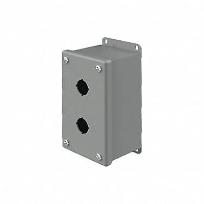 Hoffman Pushbttn Enclosure, 2.75 in. D, Mild Steel, Gray, Waterproof, Includes Gasket, Screws, Stud