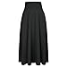 Women's High-Waisted Pleated Long Skirt Belt Pocket Maxi Vintage Skirt 5 Colors(Black 2XL)