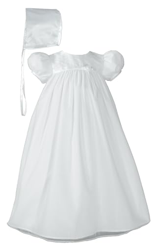 Baby Girls White Bonnet Embroidered Christening Dress Outfit