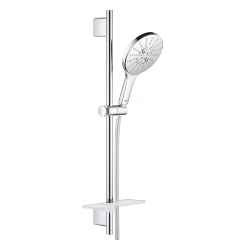 Grohe Rainshower 150 Smartactive Shower Rail Set Water-Saving 3-Spray 150mm Hand Shower with 600mm Rail, 1750mm Silverflex Hose Chrome Finish Made in Germany 26592000