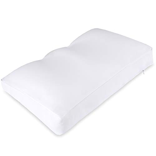PILLOWY Premium Microbead Bed Pillow, Medium Extra Fluffy But Supportive - Ultra Comfortable Sleep with Silk Like Anti Aging Cover 85% Spandex/ 15% Nylon Breathable, Cooling White
