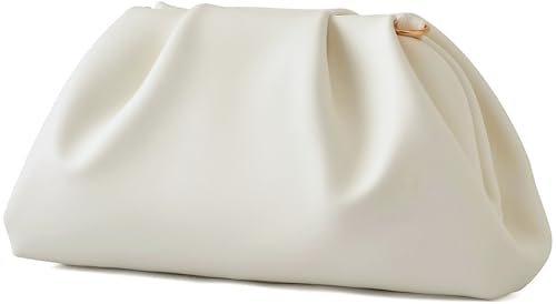 Image of Women's Woven Evening Bag Ruched Dumpling Clutch Purse Detachable Chain Crossbody Bag
