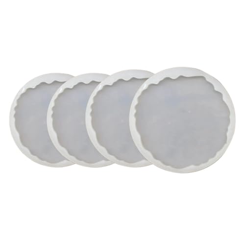 Image of R H Lifestyle Silicone Mould Set for Resin Art - Round Agate Coaster and Photo Frame Epoxy Casting Tray - 4 Pieces, 2 Inch