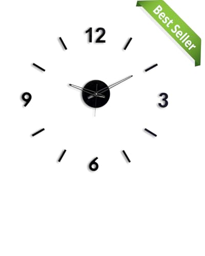 Image of cozyloom 3D Acrylic Modern DIY Large Wall Clock for Stylish Home Wall Decor withMirror Finish Stickers - Perfect for Living Room, Bedroom, Office & Interior Decoration