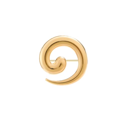Round Spiral Snail Brooch Pin for Women Men Gold/Silver Plated Chunky Minimalist Unique Twist Lapel Pins for Dance Banquet Pins Dress Suit Shirt Ceremony Clothes Accessories Wedding Party Jewelry (Gold)