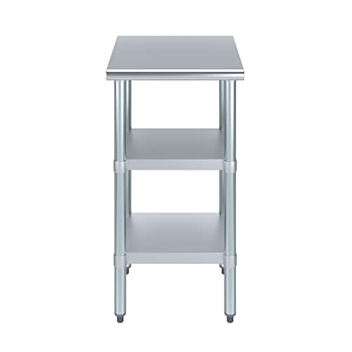 Image of AmGood Stainless Steel Work Table with 2 Shelves | NSF | Metal Utility Table (18 inch Long x 18 inch Deep)