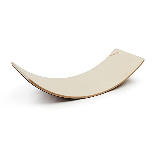 MAMOI® Planche d'équilibre, Balance board, Planche de proprioception en bois, Jeu d'équilibre, Accessoire d'entraînement en bois, Design scandinave