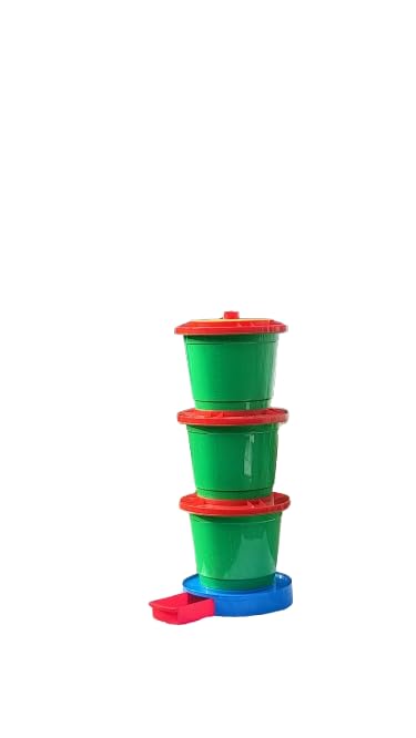 Stackable Compost Bin with Ventilated Lids, Green and Red