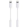 Lightning to 3.5mm Audio Jack Adapter Apple MFi Certified iPhone Headphone Jack Adapter Lightning to Aux Adaptor Dongle for iPhone 14 13 12 11 XS XR X 8 7 2 Pack