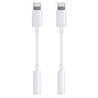 Lightning to 3.5mm Audio Jack Adapter Apple MFi Certified iPhone Headphone Jack Adapter Lightning to Aux Adaptor Dongle for iPhone 14 13 12 11 XS XR X 8 7 2 Pack
