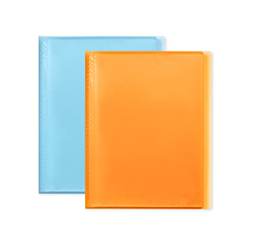 Lot de 2 Porte Vue Neutres A4 80 vues/40 Pochettes Couverture Polypro Coloris Aléatoires