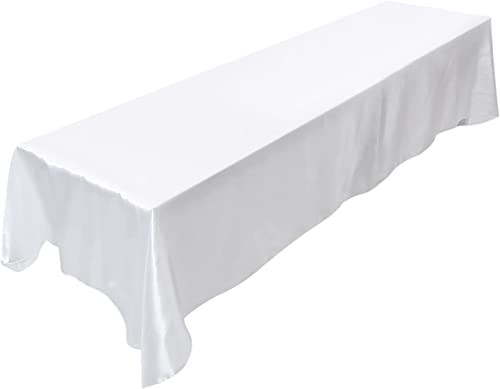 JIUERYY Nappe en Satin pour Banquet de Mariage Banquet Evénement Baptême Décoration, Blanc, 228x335CM