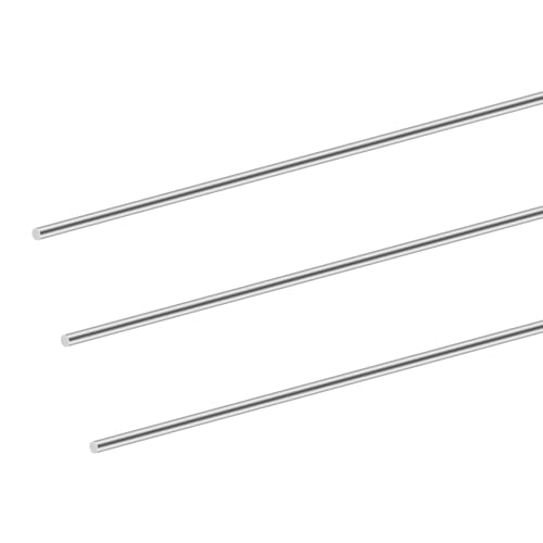 iMeistek 304 Edelstahl Rundstab, 1,5 mm x 250 mm Metall Solide Runde Welle Stäbe für RC Modellautos, Gartendekoration, DIY Handwerk (3PCS)