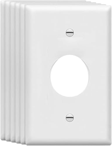 Image of ZEFTV Mid-Size Single Outlet Cover Wall Plates 1-Gang 4.89 inch x 3.12 inch Switch Outlet Electrical Cover Plate Unbreakable Thermoplastic Faceplate for Light Receptacle Outlet Switch, White (6 Pack)