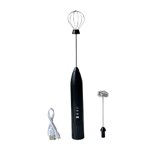 Mini Mixer Misturador de Bebidas Suco Café Batedor de Ovos Fuê Portátil Elétrico Recarregável (Preto