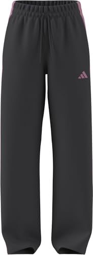 adidas Damen Essentials 3-Stripes Open Hem Fleece Pants, Grey Six/St Tropic Bloom, M