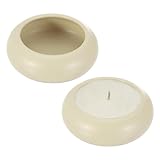 Vous recevrez un lot de 2 porte-bougies en céramique style galet. (Beige) Chaque porte-bougie mesure 8cm x 8cm x 3cm (3.15