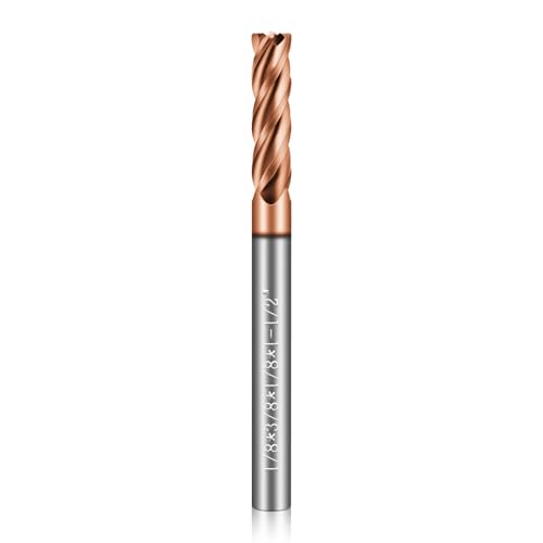 Image of 1 /8 inch Carbide End Mills - 4 Flute Square End Mill with AlTiN Coating, HRC 55 Deg, 4T Tungsten Milling Bits for Stainless Steel, Hardened Steel, Cast Iron, Copper, Alloys & More