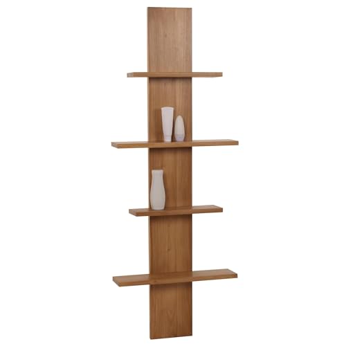 Mensola da parete in teak HWC-M72, mensola da bagno pensile ripiano, teak di qualità B (durame, 20-30 anni), 51x56x15cm