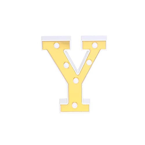 Image of Efavormart 6 inch Gold Marquee Letter Y, Mirror Front Warm White LED Light Up 3D Sign, Battery Operated 72H Glow for Wedding Party & Wall Decor