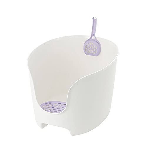 Richell 60019 Paw Trax High Wall Cat Litter Box White & Lavender