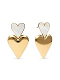 SINGULARU - Pendientes Duo d'Amour Nácar. Acero con Baño en Oro de 18 Kt y Nácar. Joyas Para Mujer.