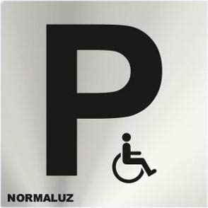 Normaluz Rd727001 - Señal Adhesiva Cuadrada Parking Para Minusválidos Acero Inoxidable Adhesivo 0,8 Mm 12X12 Cm Con Cte, Ripci