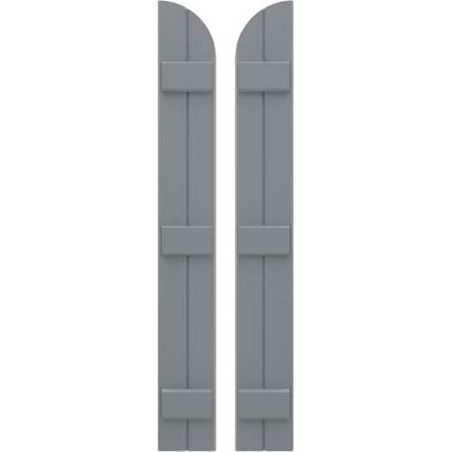 Ekena Millwork ARW401BQ207X54CHH Americraft Two 3 Exterior Real Wood Joined Board-n-Batten Shutters w/Arch Top (Per Pair), 54-in. H, Ocean Swell
