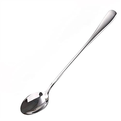Long Handled Teaspoons Spoons Latte Coffee Polished Stainless Steel Set of Tea Spoon Cutlery for Ice Cream Sundae Handle?6Pcs Oval Head Spoon