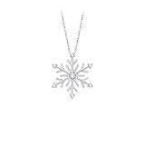 KATARINA Diamond Snow Flake Pendant Necklace in Sterling Silver (1/10 cttw,G-H, I3-I4)