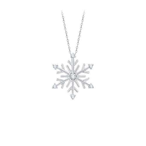 KATARINA Diamond Snowflake Pendant Necklace in Sterling Silver (1/10 cttw, G-H, I3-I4)