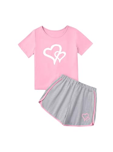Image of Girl's 2 Piece Outfits Cute Summer T-Shirt and Graphic Shorts Clothing Sets