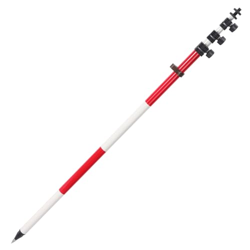 DMITER Professional Surveying Prism Pole, Adjustable Aluminum Pole, with Adapter and Twist Lock Metric-Inch Dual Scale (15FT/4.6m)